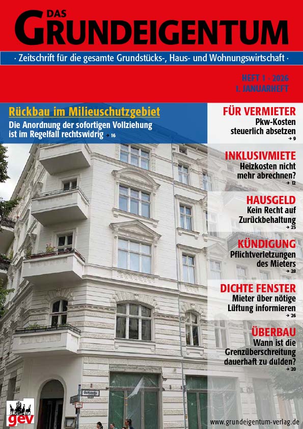 Titelbild: DAS GRUNDEIGENTUM - Jahresabonnement